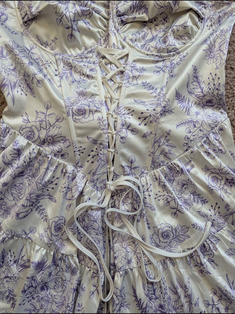 Sugar Thrillz Womens Lavender Purple White Holding Court Mini Dress Size Large - Picture 8 of 14
